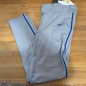 Nike Men’s Small Gray Baseball Pants with Blue Accents, NWT